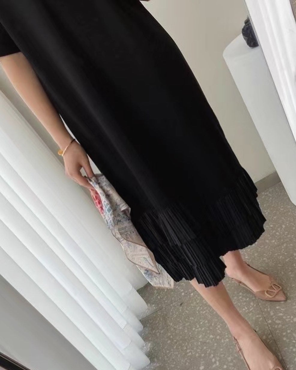 Vintage Patchwork Pleated Dress