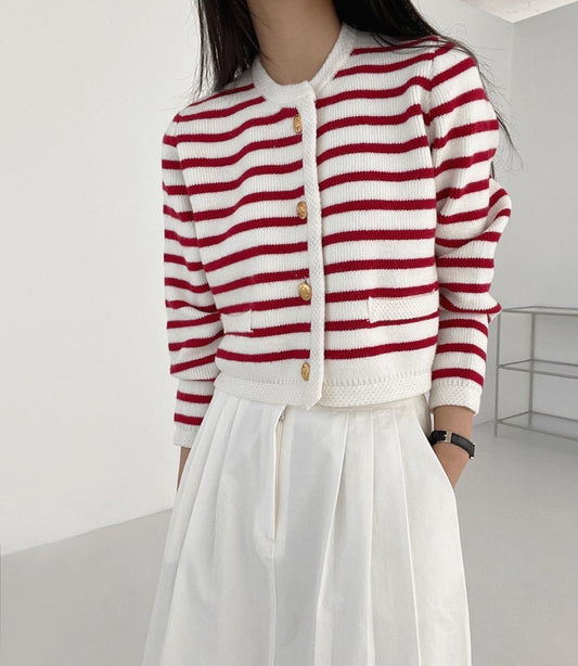 ボーダーニットカーディガン