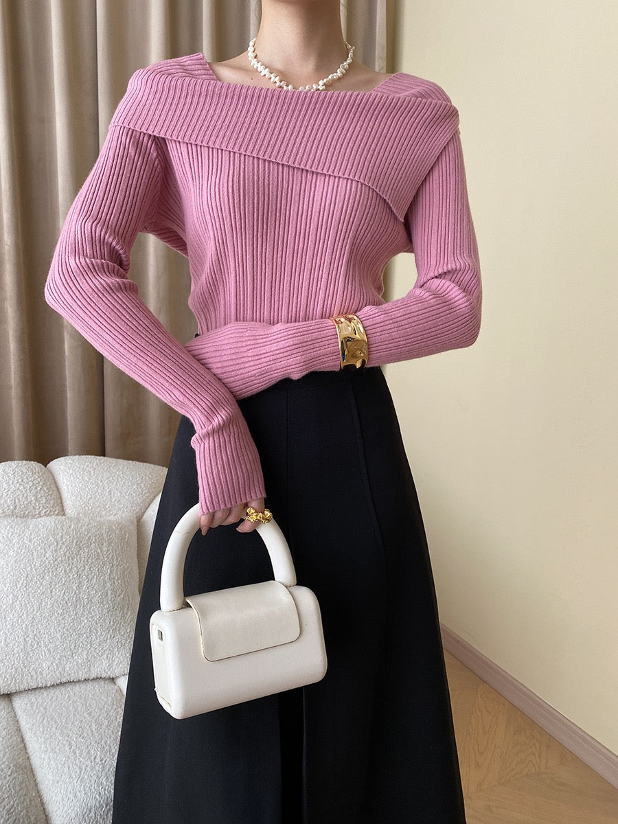 フレンチオフショルダーニットトップス