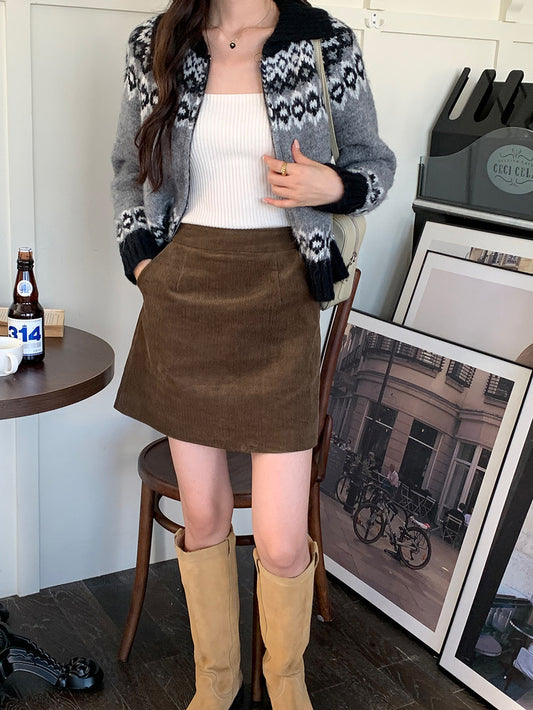 撞色印花針織外套