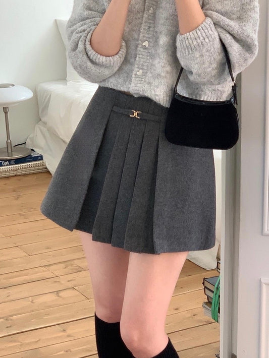 小金扣毛呢短裙