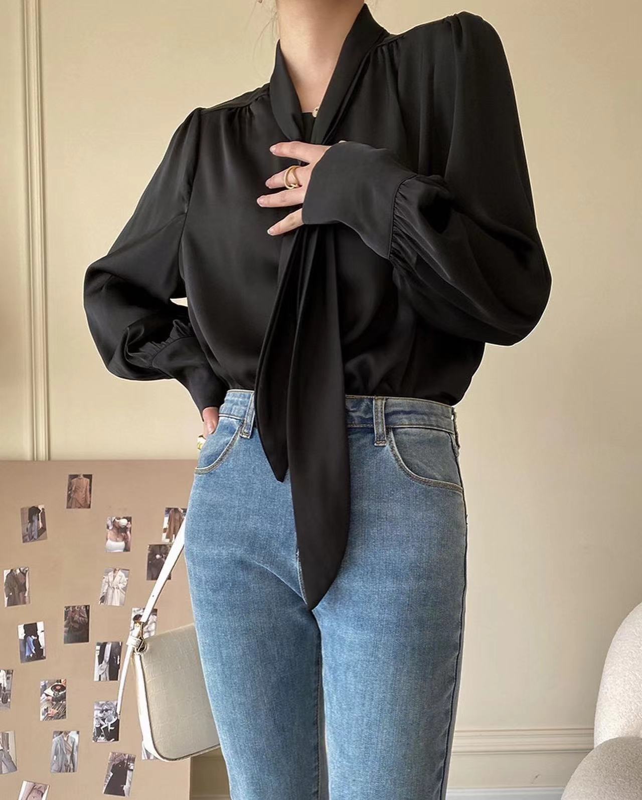 French Satin Ribbon Blouse