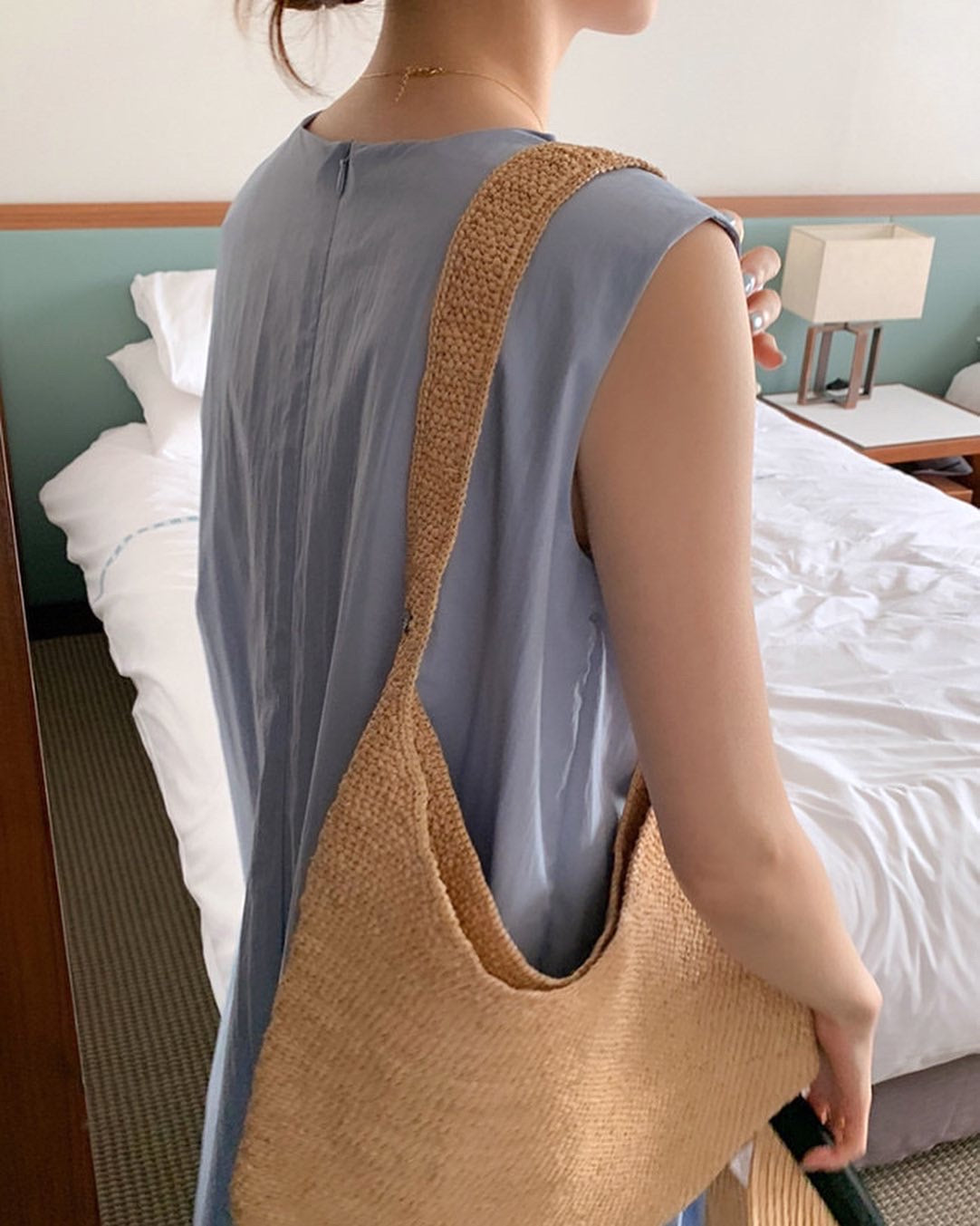 壓褶背心連身裙