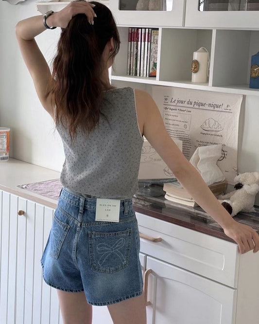 Bowknot Denim Shorts
