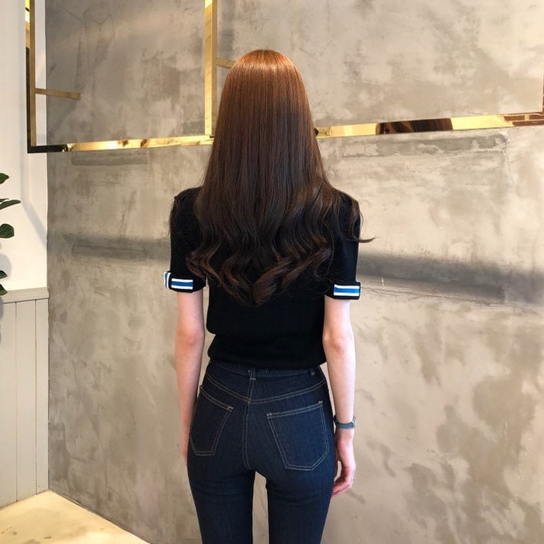 圓領撞色針織衫