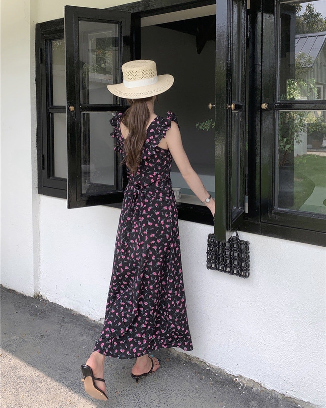 Flutter Sleeve Floral Print Dress