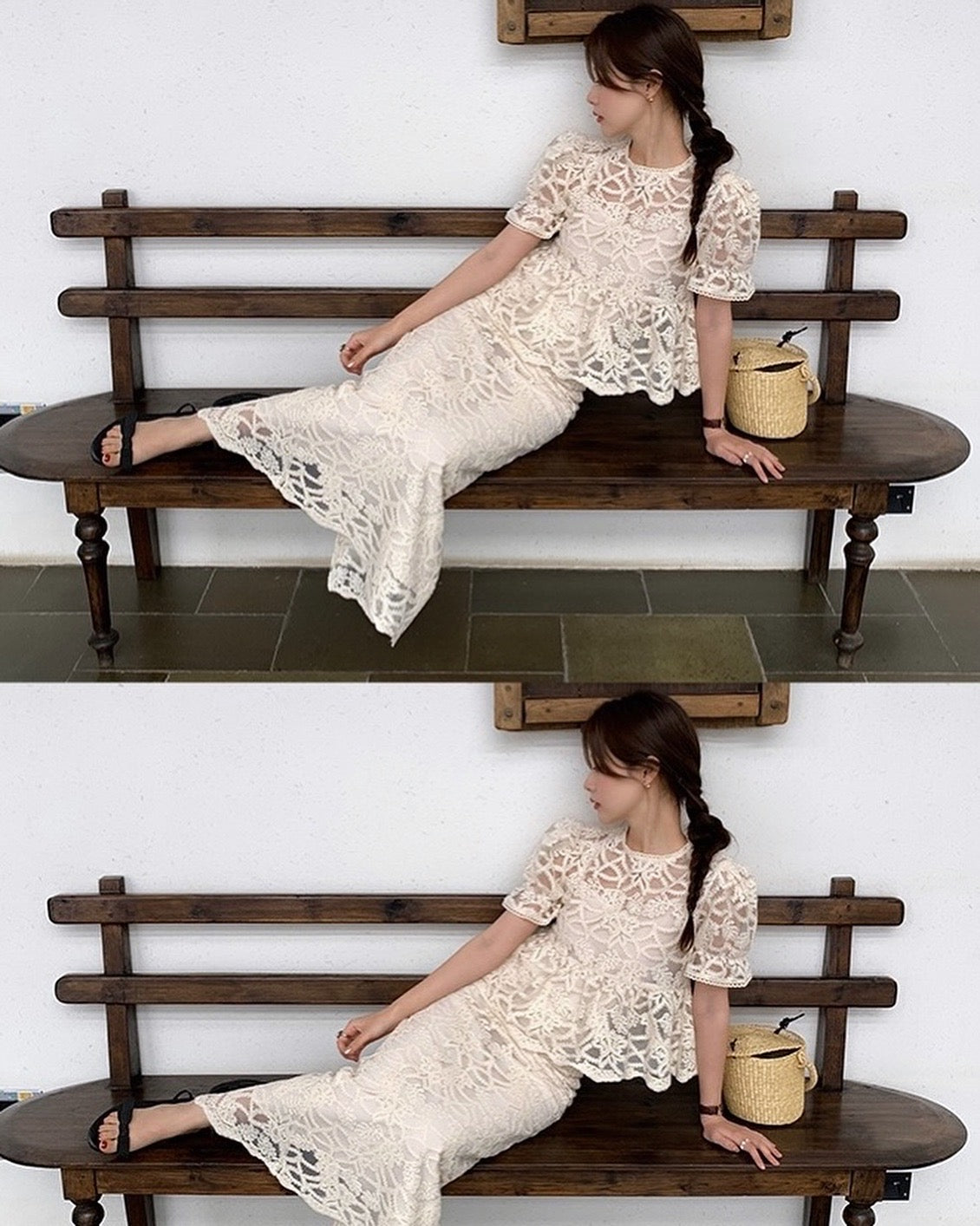 Cut-out Crochet Embroidered Set