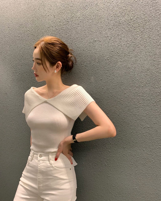 修身露肩針織top