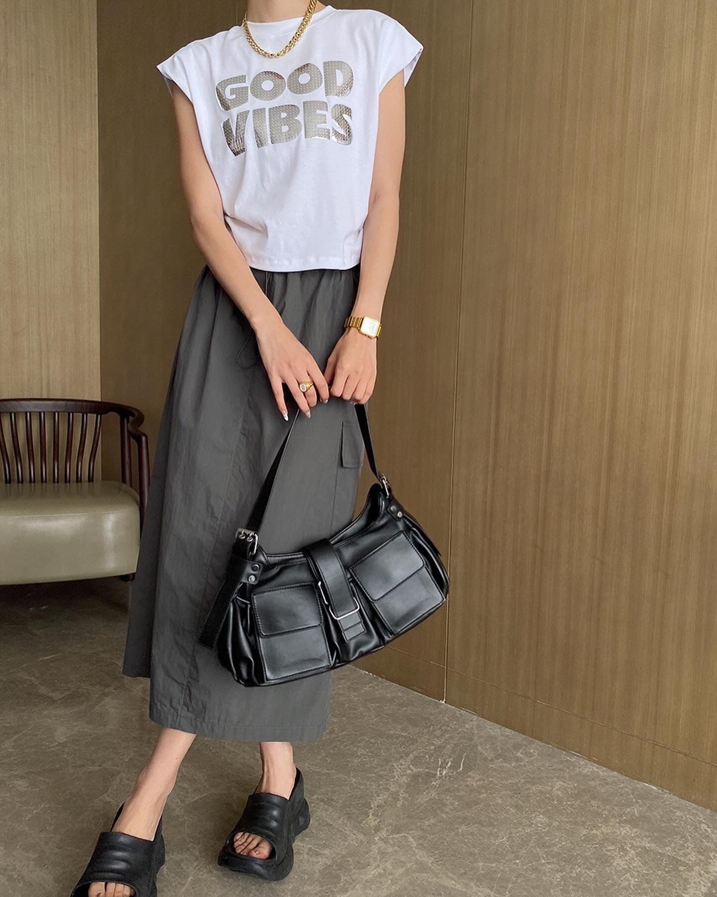 A-line utility midi skirt