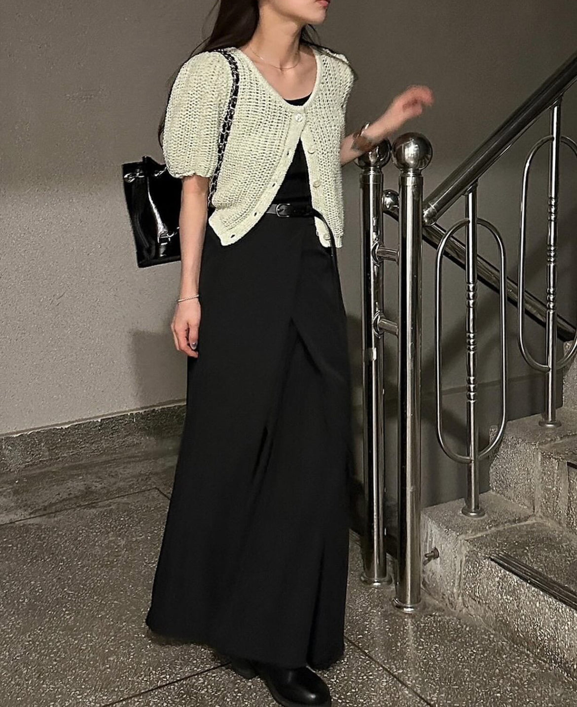 高腰壓褶設計感A字裙