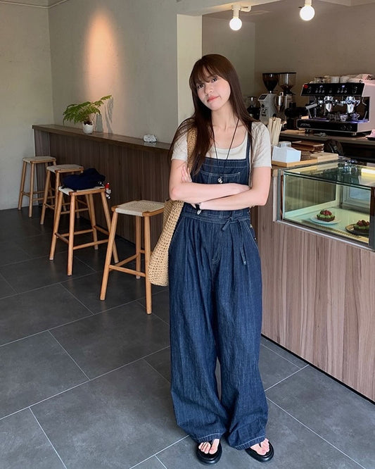 Lightweight Wide-leg Overalls with Straps