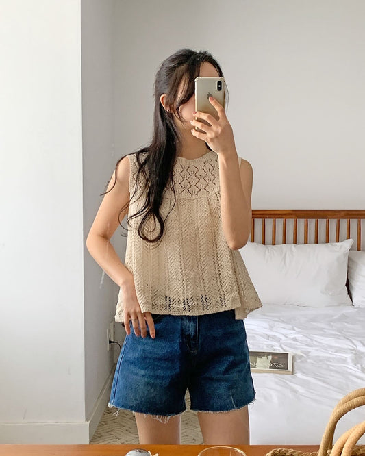 鏤空針織背心