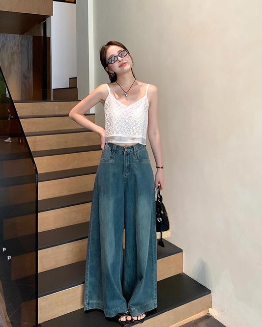 Vintage Washed Wide-Leg Jeans