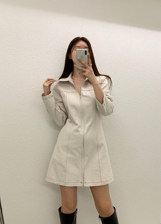Polo Collar Zipper Dress