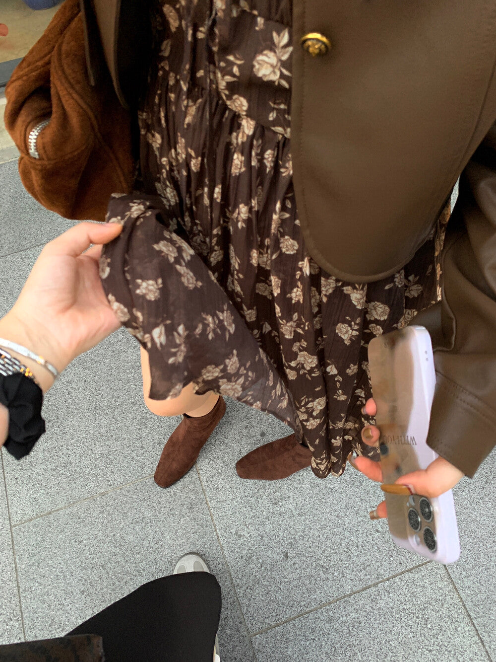 French V-neck Floral Print Dress