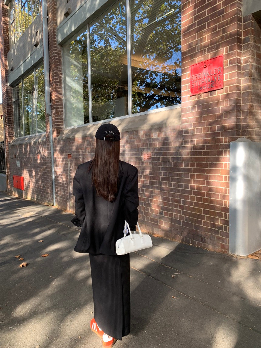 ハイウエストスリムストライプストレートスカート