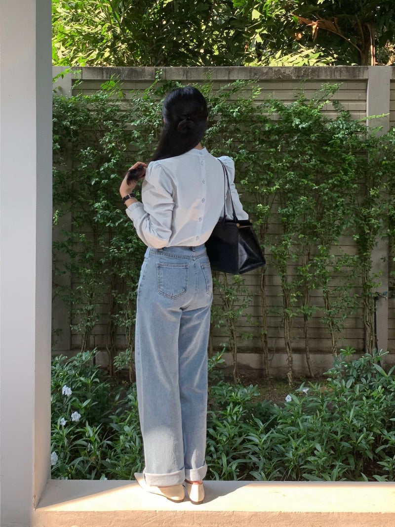 立領後背單排扣設計感恤衫