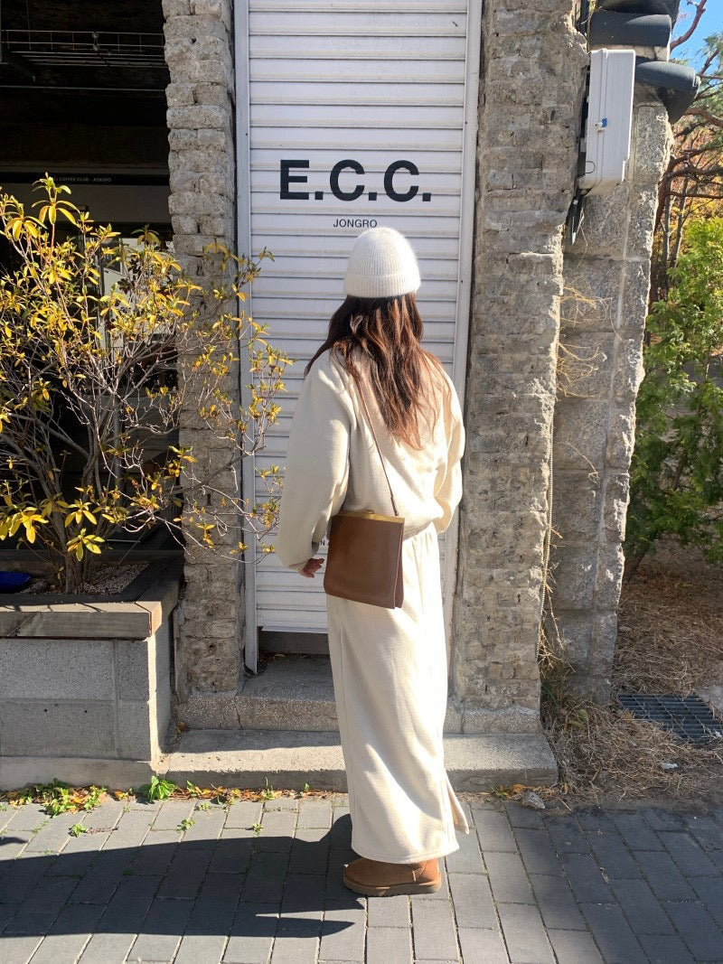 Double-sided Fleece Relaxed Top + Slimming Skirt Set