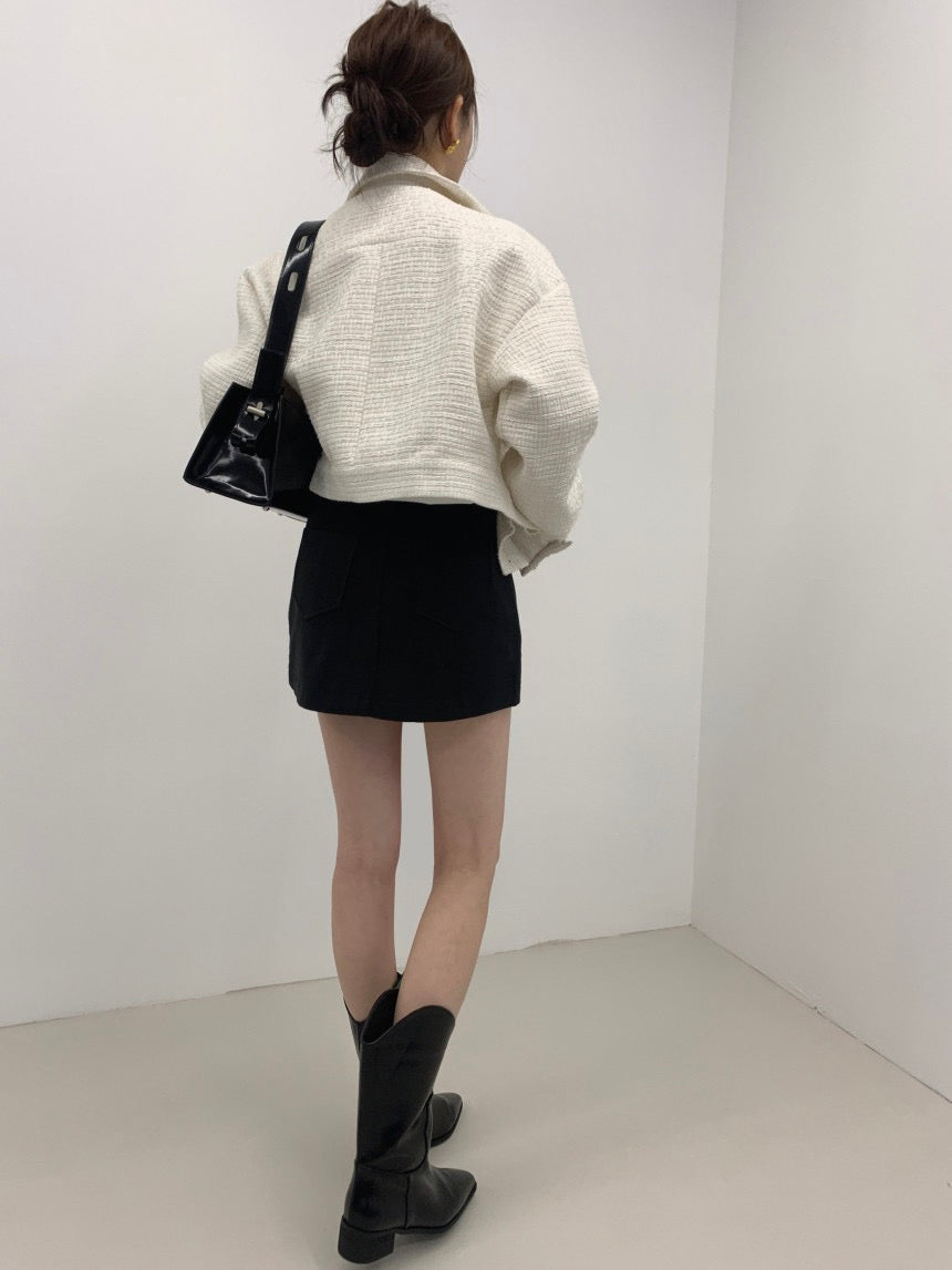 翻領拉鏈短款小香風外套