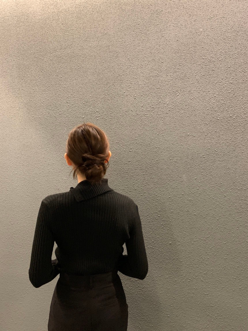 Irregular Neck Long Sleeve Knitted Top