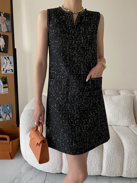 French Sequin Tweed Dress