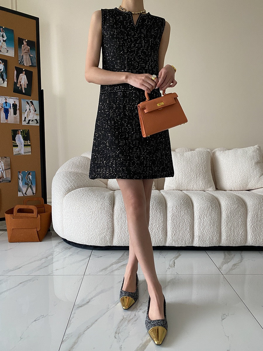 French Sequin Tweed Dress