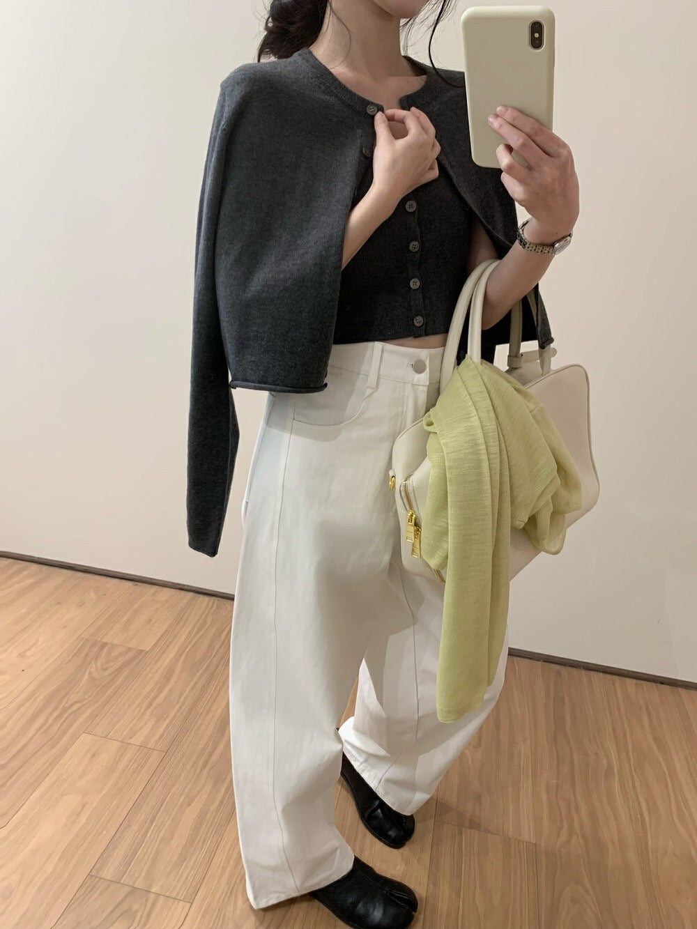 ニットカーディガン+チューブトップショートタンクトップセット