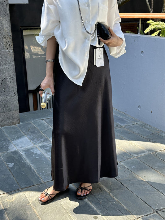 高級緞面珠光魚尾半身裙