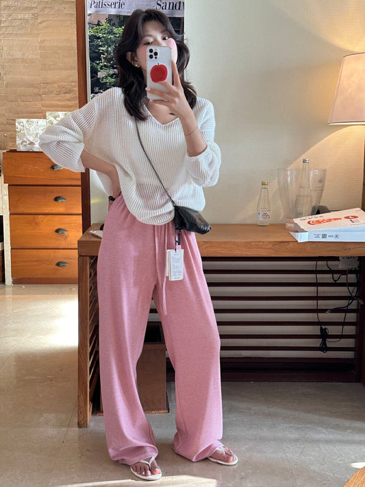 Versatile Lace-Up Loose-Fit Slimming Casual Pants