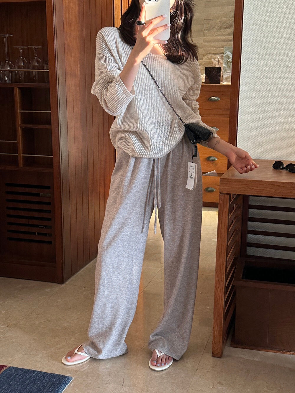 Versatile Lace-Up Loose-Fit Slimming Casual Pants