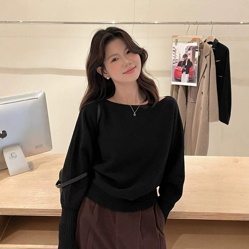 Off-the-shoulder knit top