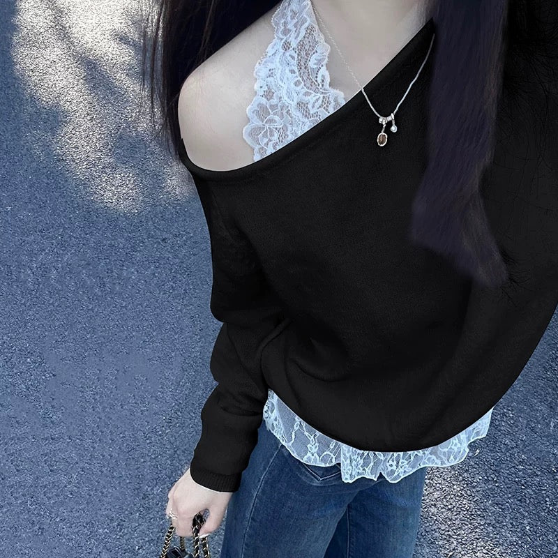 Asymmetrical Off-Shoulder Knitted Top