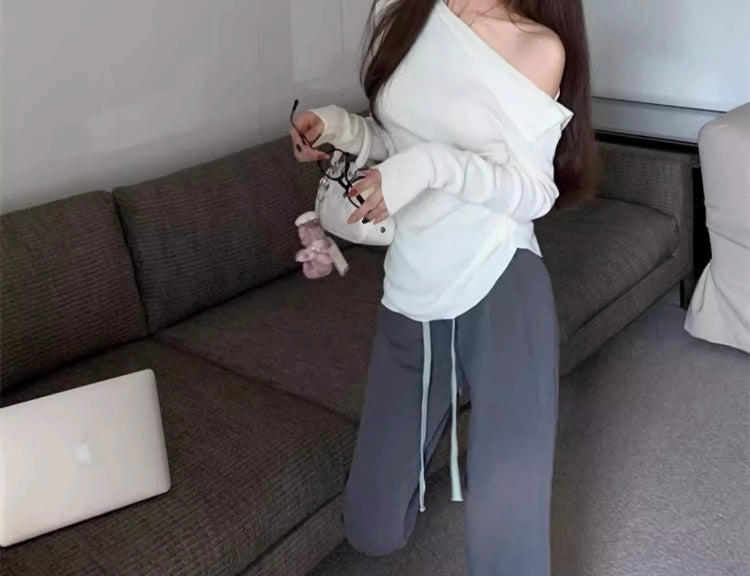 Vintage Slimming One-Shoulder Top