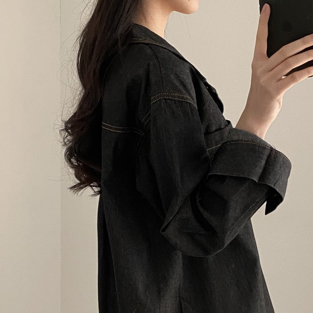 復古明顯牛仔恤衫裙