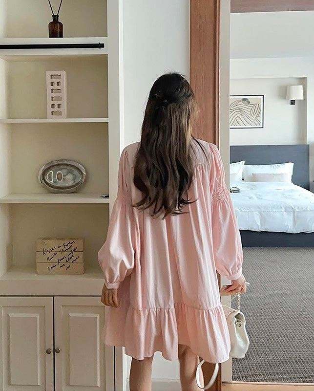 Polo領寬鬆顯瘦連身裙