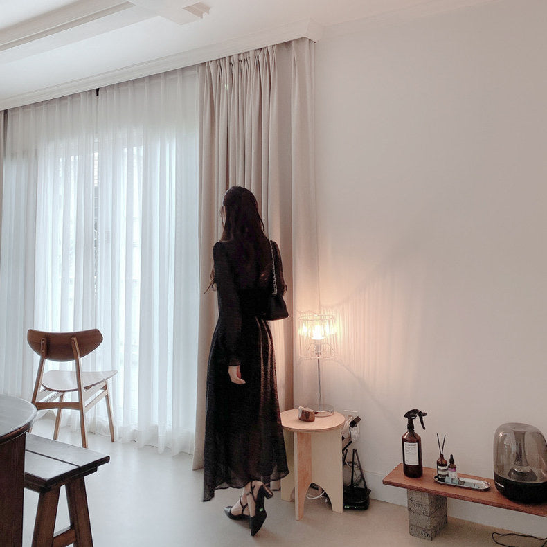 French floral print cinched waist dress