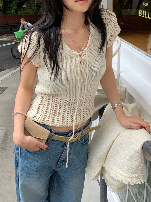 鏤空針織top