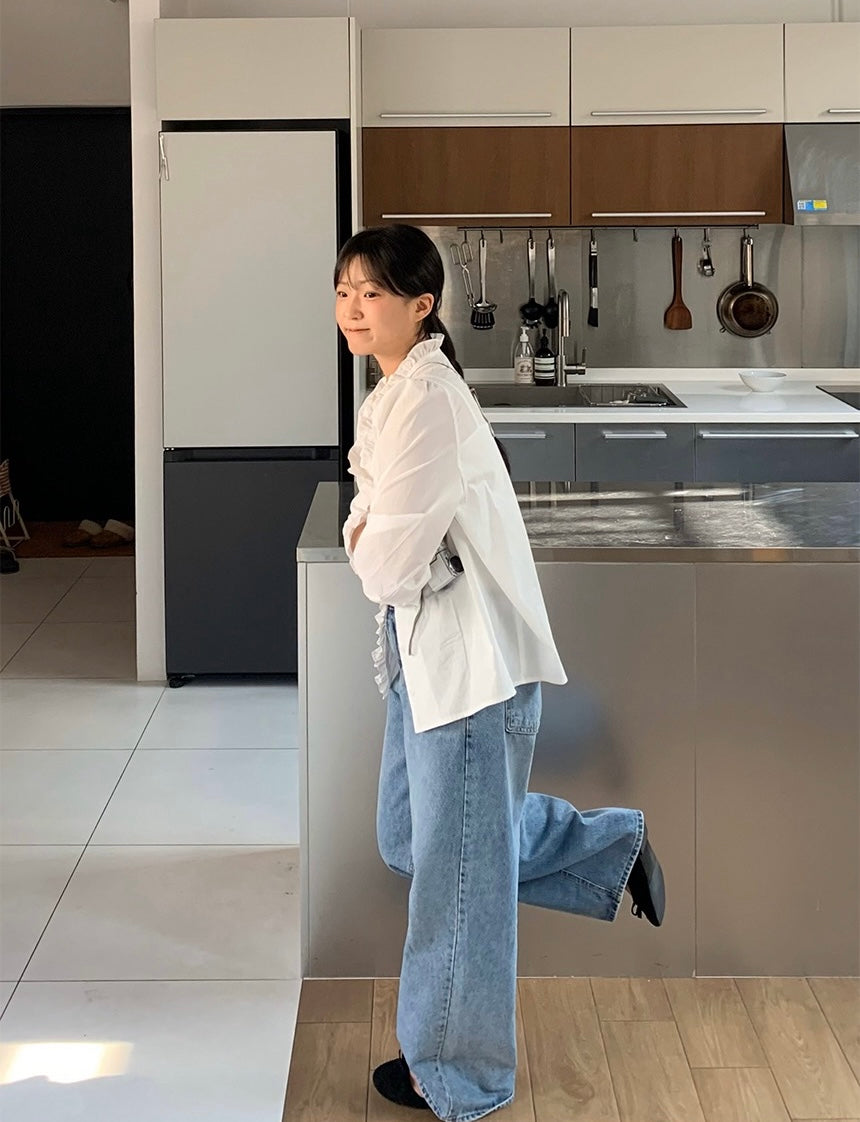 Pleated Ruffle Blouse