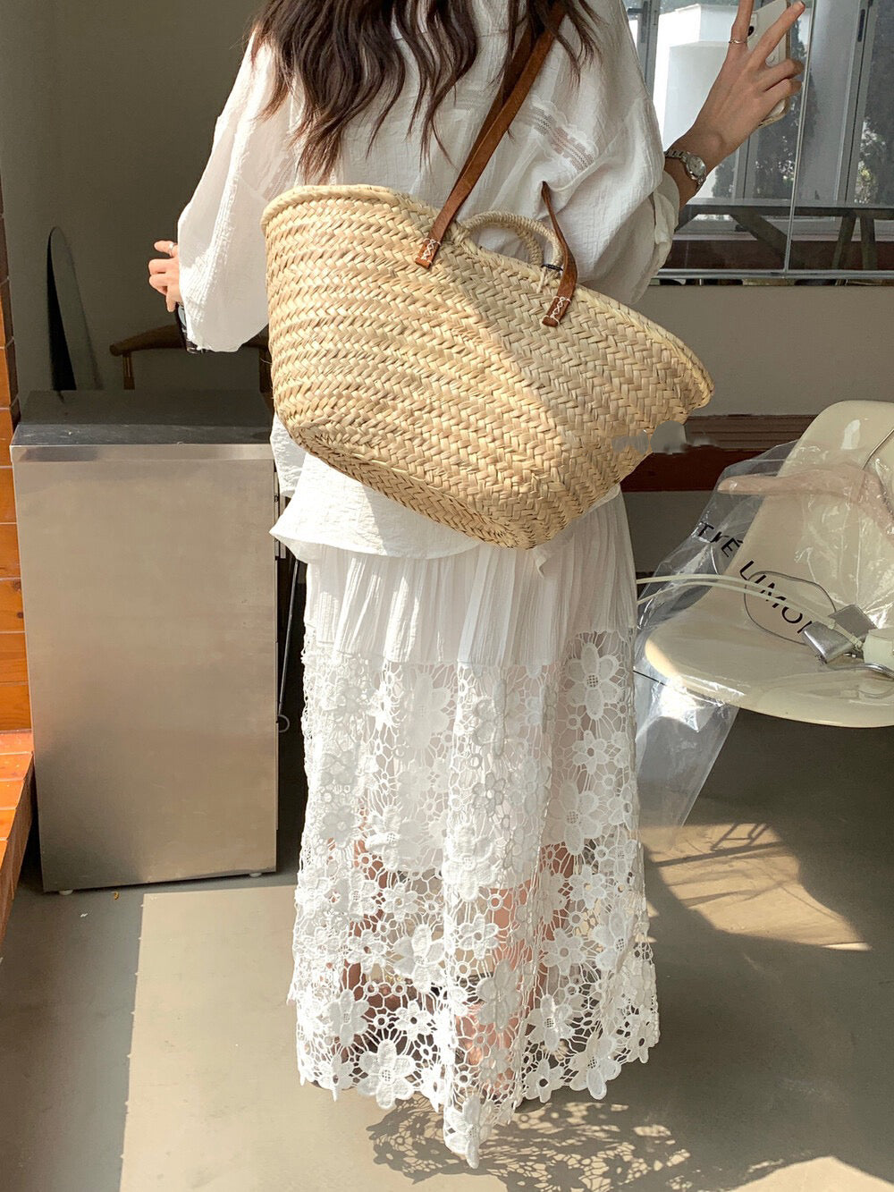 重工鏤空刺繡A字半身裙