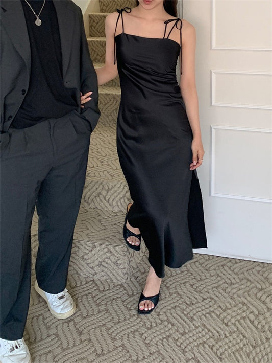 絲光緞面吊帶裙