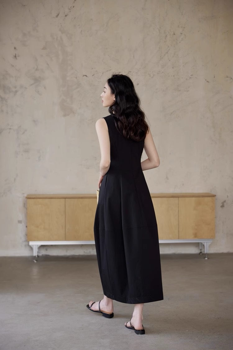 法式背心花苞裙