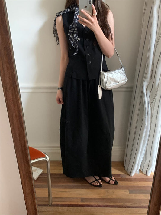 法式氣質馬甲+半身裙set