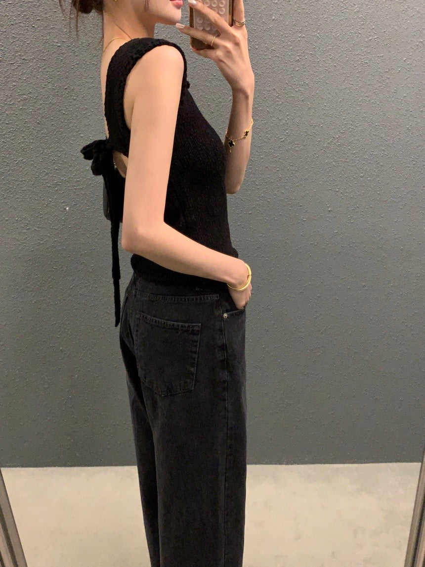 Backless Tie-Knit Top