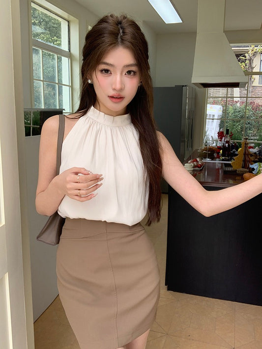 French-style Halter Sleeveless Tank Top