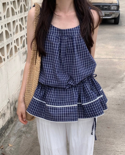 Sweet Plaid Sleeveless Vest