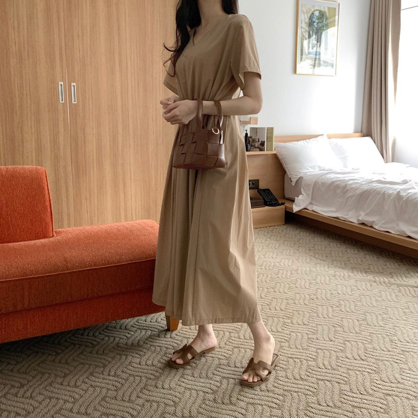 V-neck Drawstring Dress