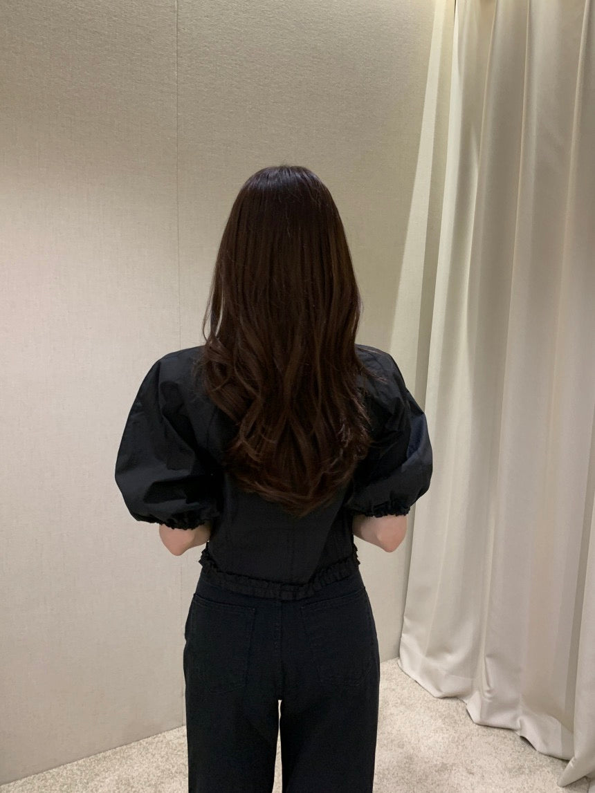 V領木耳邊短袖恤衫