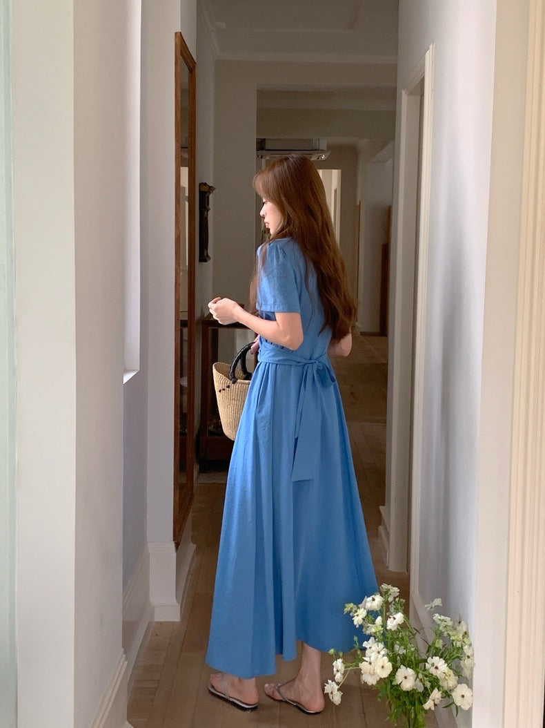 Vネッククロスリボンワンピース