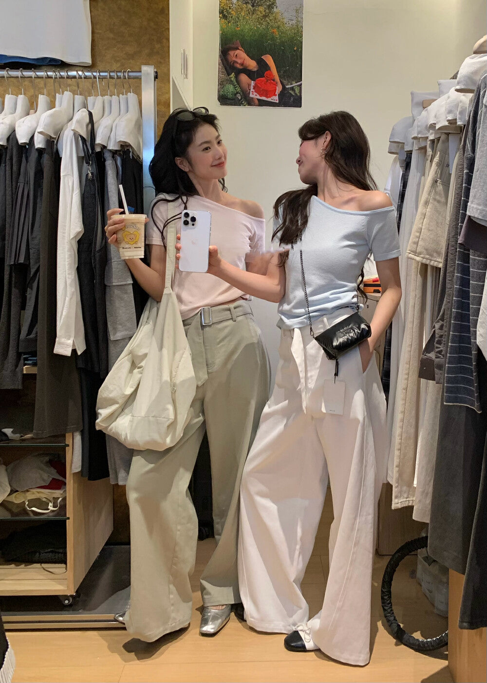 Off-shoulder Striped Knit Top