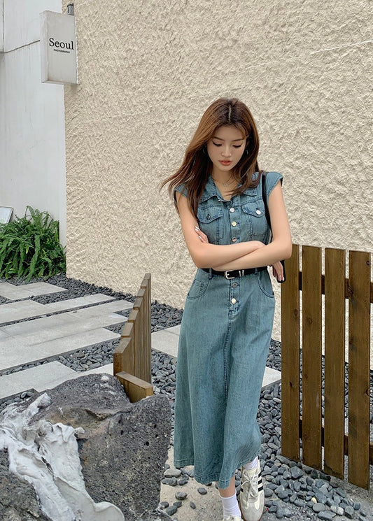 ヴィンテージノースリーブデニムワンピース